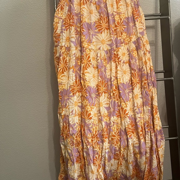 l*space Dresses & Skirts - L*Space Orange and Yellow Tiered Maxi Skirt